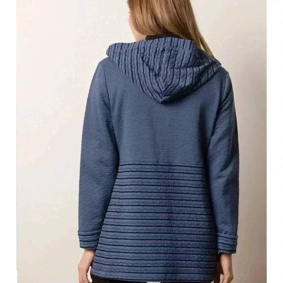 Habitat clothes to live in Womens Habitat Double Face Stripe Hoodie- Indigo Xsm - Picture 2 of 6